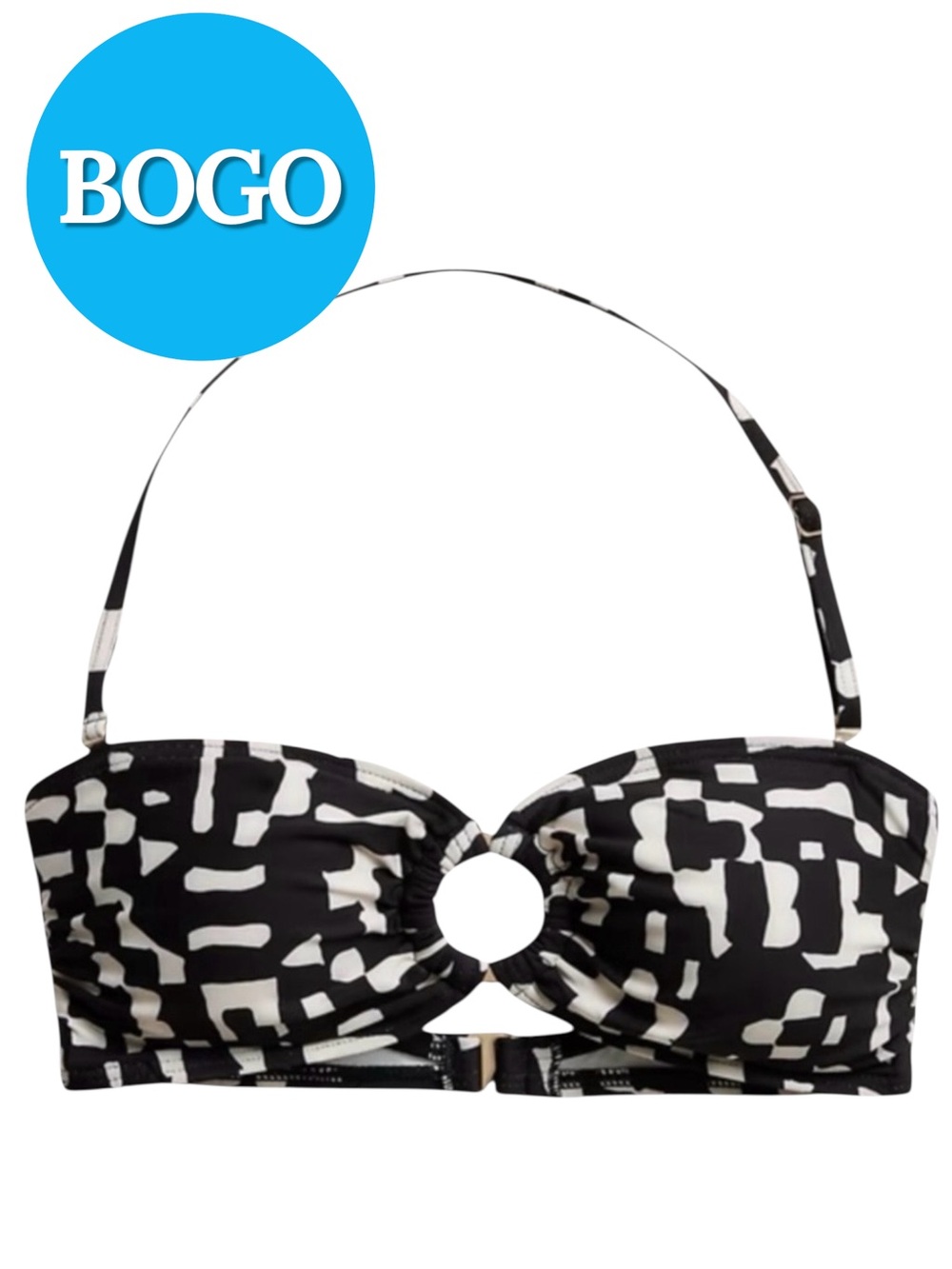 🌴 🆕 Banana Republic Factory Black and White Bikini Top. Size L.  NWOT